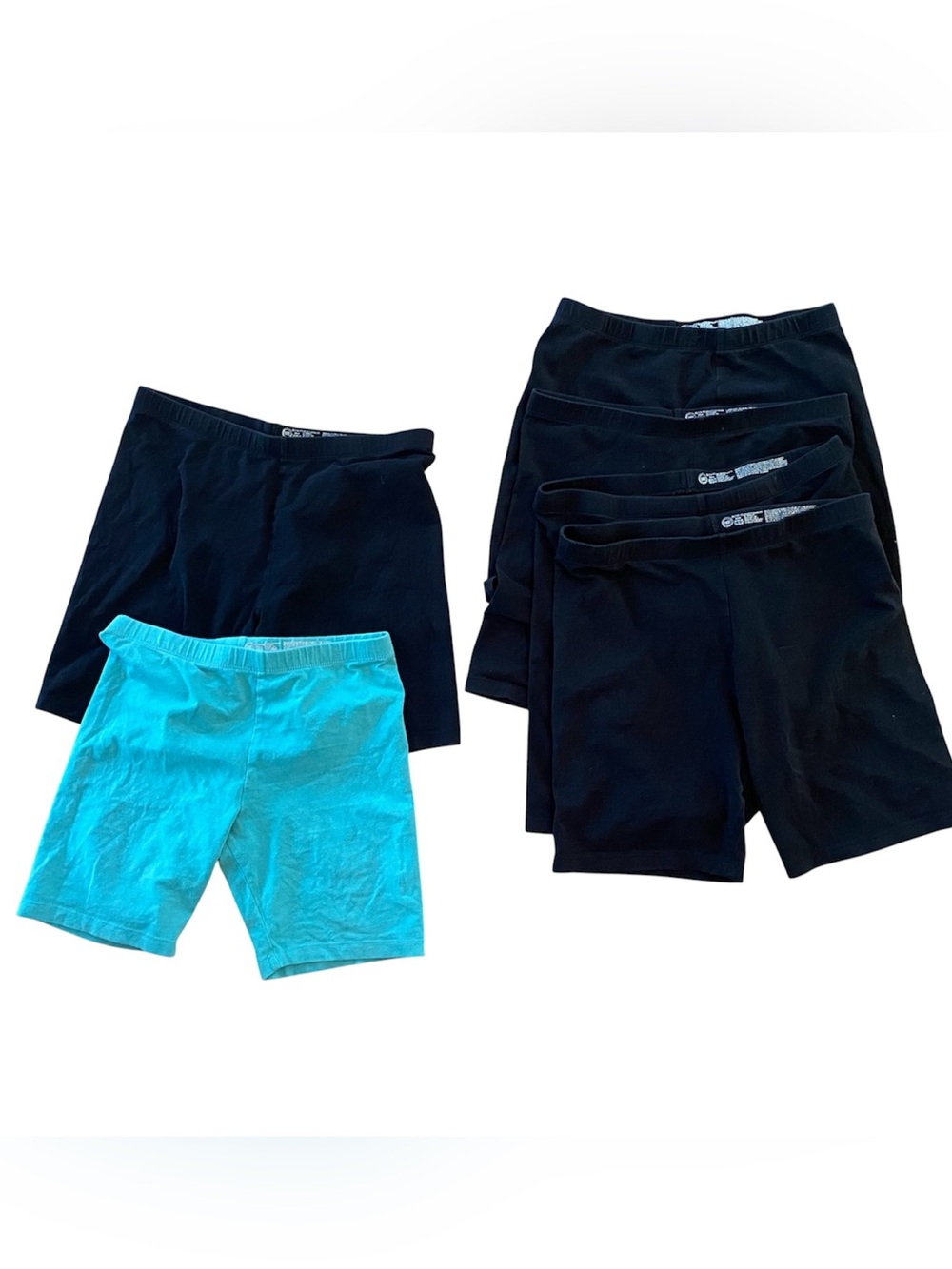 Wonder Nation Girl’s Size 14-16 Plus Black and Teal Bike Shorts 7 Piece Lot